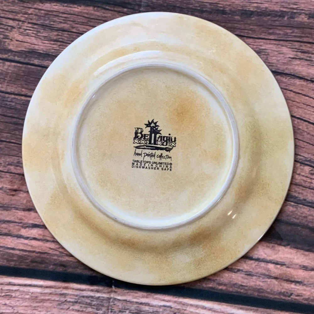 4 Tabletops Unlimited BELLAGIO Salad Lunch Plates Palm Tree 8.5